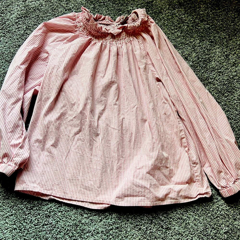 J crew pink and white 3/4 sleeve shirt